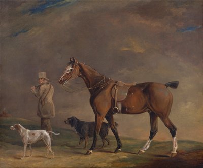 Un deportista con poni de tiro y perros de caza de Edwin W. Cooper of Beccles