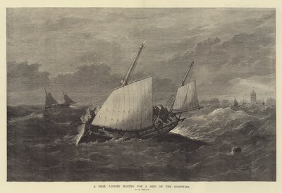 Un Lugger de Deal dirigiéndose a un Barco en los Goodwins de Edwin Weedon