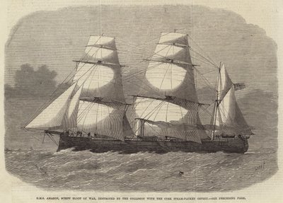 HMS Amazon, balandro de guerra a vapor, destruido por la colisión con el vapor de Cork Osprey de Edwin Weedon