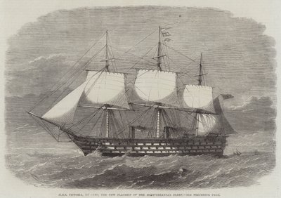 HMS Victoria, 102 cañones, el nuevo buque insignia de la Flota del Mediterráneo de Edwin Weedon