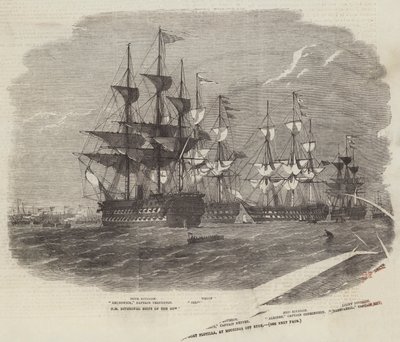 Buques divisionales de HM de la flotilla de cañoneras, en fondeaderos frente a Ryde de Edwin Weedon