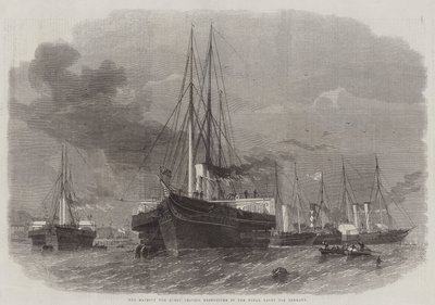 Su Majestad la Reina saliendo de Greenhithe en el yate real hacia Alemania de Edwin Weedon