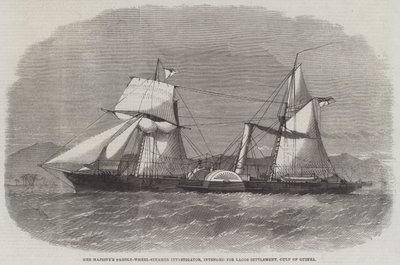 El barco de ruedas de Su Majestad, Investigator, destinado al asentamiento de Lagos, Golfo de Guinea de Edwin Weedon