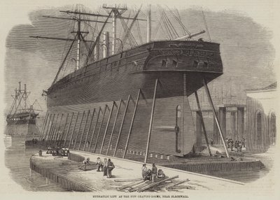 Elevador hidráulico en los nuevos diques secos, cerca de Blackwall de Edwin Weedon