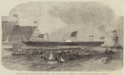 Lanzamiento del nuevo yate de Su Majestad, el Victoria y Albert, en el Astillero Real, Pembroke de Edwin Weedon