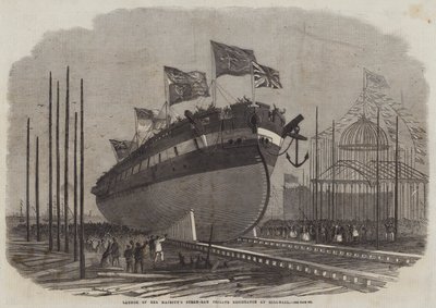Lanzamiento de la fragata de ariete de vapor de Su Majestad Resistance en Millwall de Edwin Weedon
