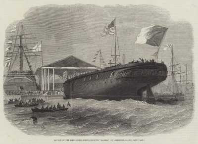 Lanzamiento de la corbeta de tornillo portuguesa Sagres, en Limehouse de Edwin Weedon