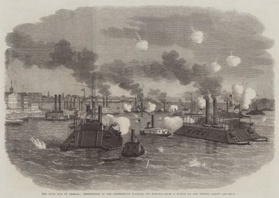 La Guerra Civil en América, destrucción de la flotilla confederada frente a Memphis de Edwin Weedon