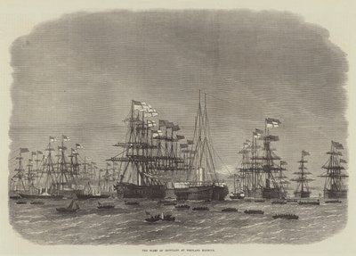 La flota de acorazados en el puerto de Portland de Edwin Weedon