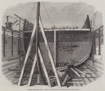 La nueva flota acorazada, estructura de la fragata de vapor de Su Majestad Achilles, 50 cañones de Edwin Weedon