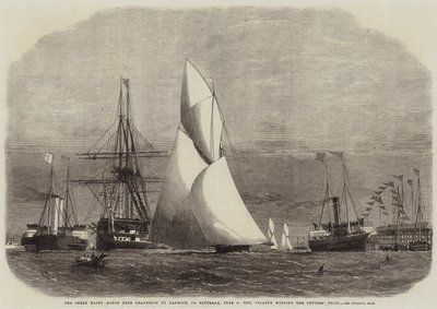 La regata de yates oceánicos de Gravesend a Harwich, el sábado 4 de junio, el Volante ganando el premio de los Cutters de Edwin Weedon