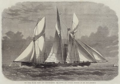 El Royal Thames Yacht Club Schooner-Match, el Xantha y Gloriana girando en el Nore de Edwin Weedon