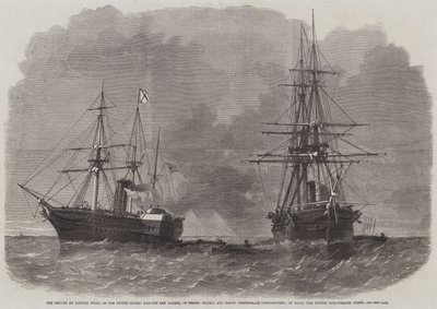 La captura por el Capitán Wilks, del buque de guerra estadounidense San Jacinto, de los señores Slidell y Mason, comisionados confederados, a bordo del vapor de correo británico Trent de Edwin Weedon