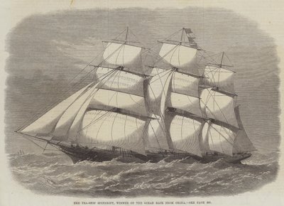 El barco de té Spindrift, ganador de la carrera oceánica desde China de Edwin Weedon