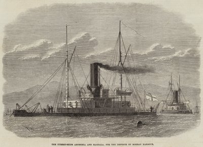 Los barcos torreta Abisinia y Magdala, para la defensa del puerto de Bombay de Edwin Weedon
