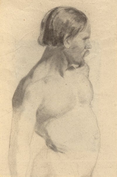 Desnudo masculino (anverso); Botas, boceto para La firma del pacto del Mayflower (verso) de Edwin White