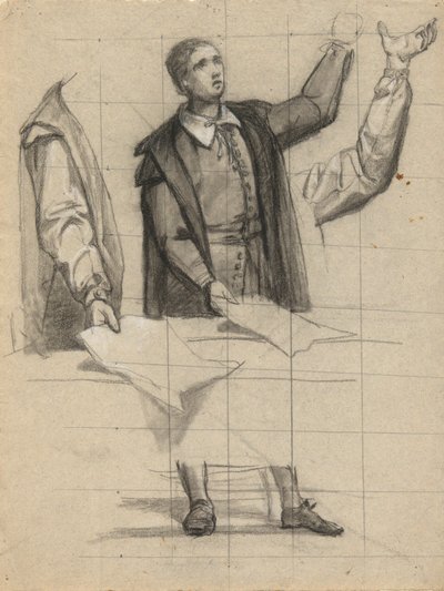 Hombre predicando, boceto para la Firma del Pacto en la Cabina del Mayflower de Edwin White