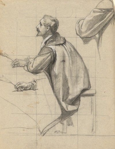 Hombre, boceto para Firma del Pacto en la Cabina del Mayflower de Edwin White
