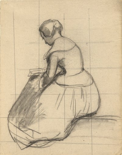 Mujer leyendo, boceto para Firma del Pacto en la Cabina del Mayflower de Edwin White