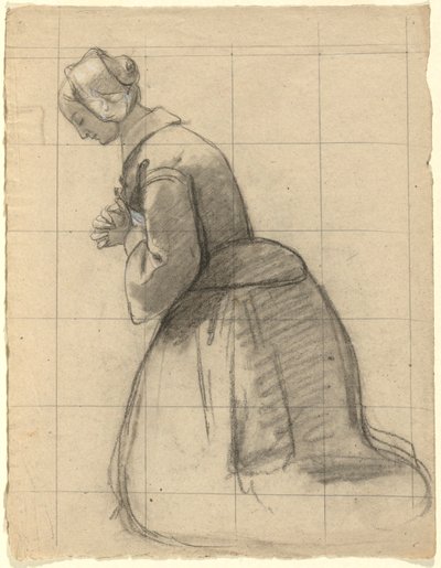 Mujer rezando, boceto para Firma del Pacto en la Cabina del Mayflower de Edwin White