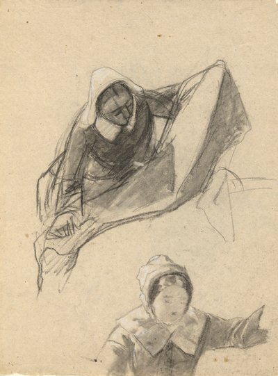 Mujer, boceto para Firma del Pacto en la Cabina del Mayflower de Edwin White