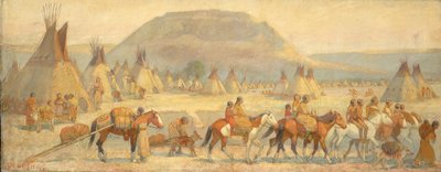 Escena de campamento Blackfoot, finales del siglo XIX-principios del siglo XX de Edwin Willard Deming