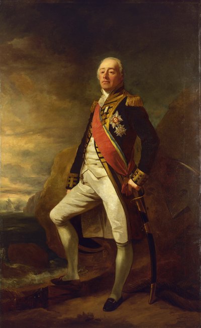 Retrato del vicealmirante James Saumarez (1757-1836), primer barón de Saumarez, célebre por su victoria en la batalla de Algeciras (bahía de Gibraltar) en 1801. de Edwin Williams