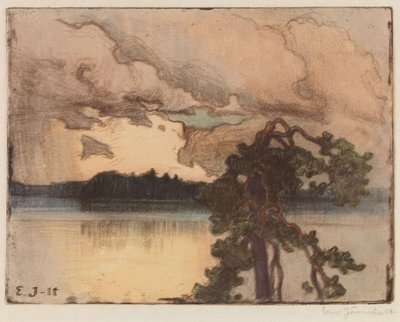 Paisaje del lago al atardecer de Eero Järnefelt