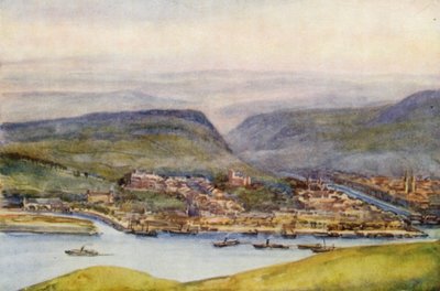 El Rin: Bingen, de la Germania Denkmal (litografía en color) de Effie Jardine