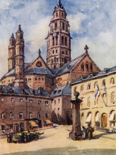 El Rin: La Catedral, Maguncia, Mayence (litografía en color) de Effie Jardine