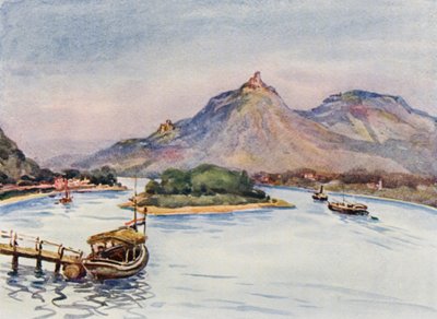 El Rin: Los Drachenfels y Nonnenwerth desde Rolandseck (litografía en color) de Effie Jardine