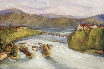 El Rin: Las cataratas del Rin, Schaffhausen (litografía en color) de Effie Jardine
