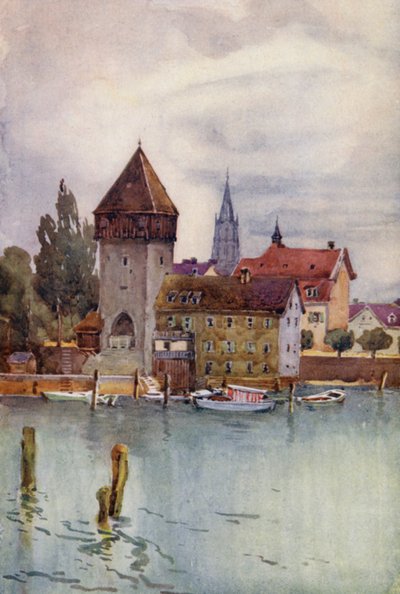 El Rin: El Rheinturm, Constanza, Konstanz (litografía en color) de Effie Jardine
