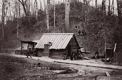 Una estación de unión en el río James establecida para extraer pólvora de los confederados de Egbert Guy Fowx