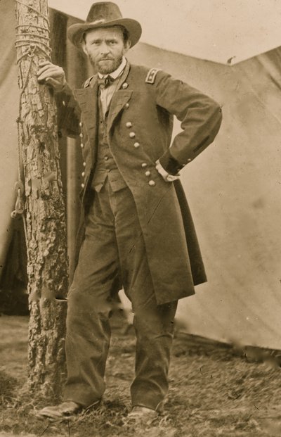 El Gral. U.S. Grant en su cuartel general de Cold Harbor, Va., 1863 (foto) de Egbert Guy Fowx