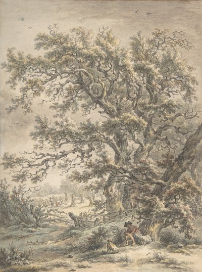 Un hombre descansando bajo un árbol de Egbert van Drielst