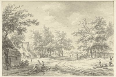 Paisaje con algunas granjas y figuras de Egbert van Drielst