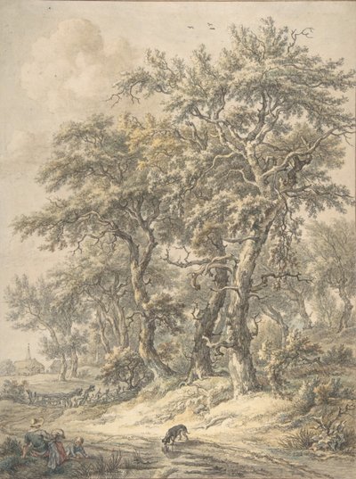 Mujer y niño sentados junto a un camino, 1760-1818 de Egbert van Drielst
