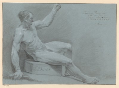 Desnudo masculino sentado, vista lateral (3er premio 1775) de Egbert van Drielst