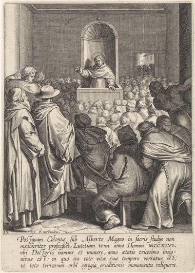 Sermón de Tomás de Aquino en París La vida de Santo Tomás de Aquino (título de la serie) de Egbert van Panderen