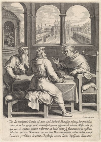 Tomás de Aquino convierte a dos rabinos judíos La vida de Santo Tomás de Aquino (título de la serie) de Egbert van Panderen