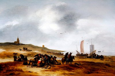 Pescado exhibido para la venta en la playa de Scheveningen de Egbert van der Poel