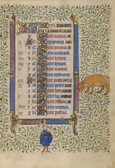 Página del calendario de abril; Recoger flores; Tauro de Egerton Master