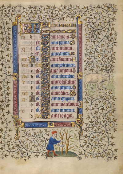 Página del calendario de marzo; Poda de árboles; Aries de Egerton Master