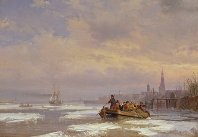 Barco en el Hielo, 1854 de Egidius Linnig