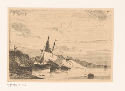 Barco de pesca en las dunas de Blankenberge de Egidius Linnig