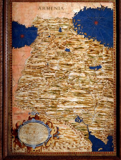 Armenia. Mapa realizado por Egnazio Danti, matemático, cosmógrafo y arquitecto italiano. Alrededor de 1567. Florencia, Palazzo Vecchio, Sala del Mappamondo de Egnazio Danti