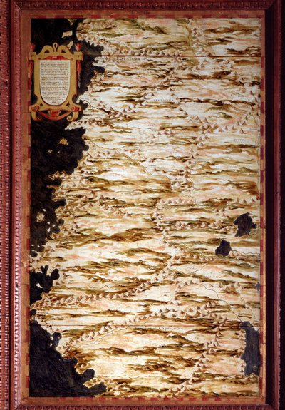 Mapa de Perú realizado por Egnazio Danti, matemático, cosmógrafo y arquitecto italiano. Alrededor de 1567. Florencia, Palazzo Vecchio, Sala del Mappamondo de Egnazio Danti