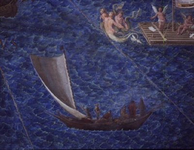 Barco de vela única (detalle) de la 
