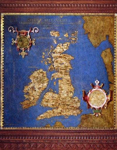 Las Islas Británicas. Mapa realizado por Egnazio Danti, matemático, cosmógrafo y arquitecto italiano. Alrededor de 1567. Florencia, Palazzo Vecchio, Sala del Mappamondo de Egnazio Danti